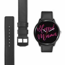 Blessed Mama Black Background Pink Lettering
