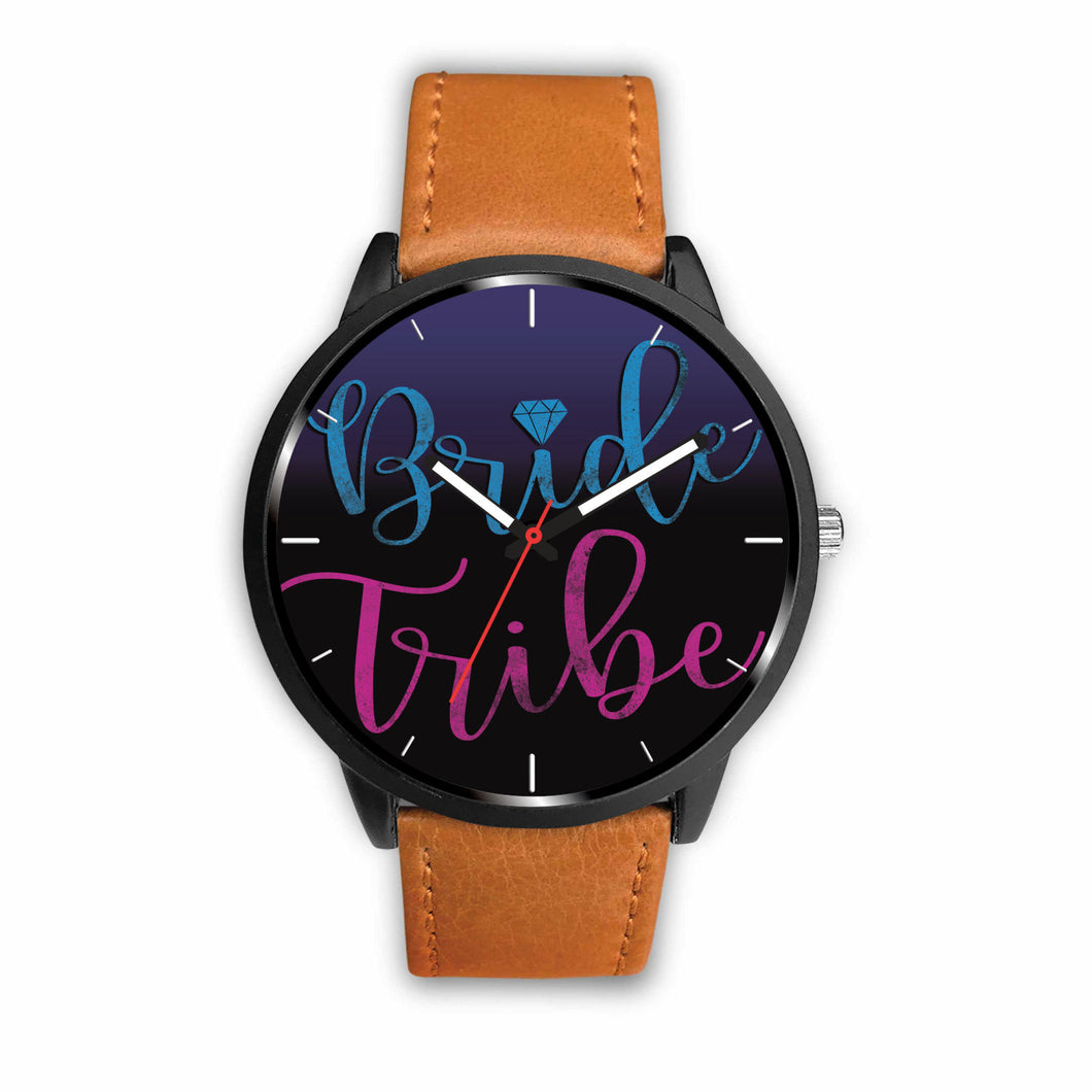 Bride Tribe Blue and Pink Lettering Dark Background